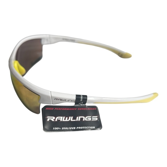 ADULT WHITE/ORANGE HALF-RIM BLADE SUNGLASSES - Picture 4 of 6